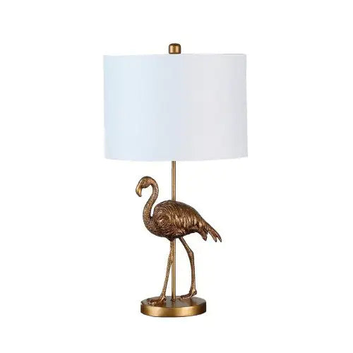 Luminária de Mesa de Resina Dourada Fosca com Flamingo
